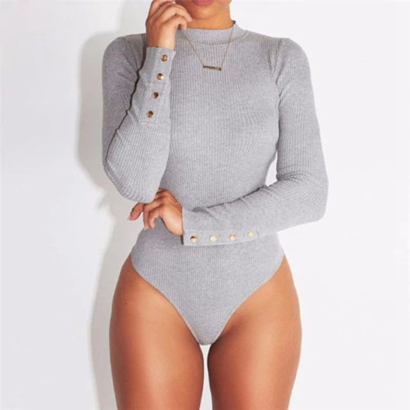 

HOT Fashion Sexy Women Clothes Long Sleeve O Neck Solid Stretch Bodysuit Lady Leotard Jumpsuit Body Tops Europe and America