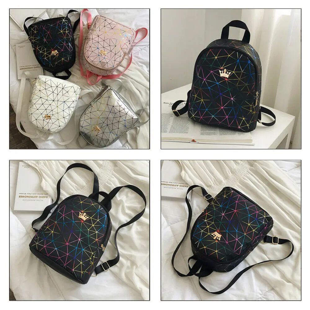 

Fashion Large Capacity Women Mini Bags Backpack School Shoulder Bag Rucksack Leather Geometric Travel Backpack