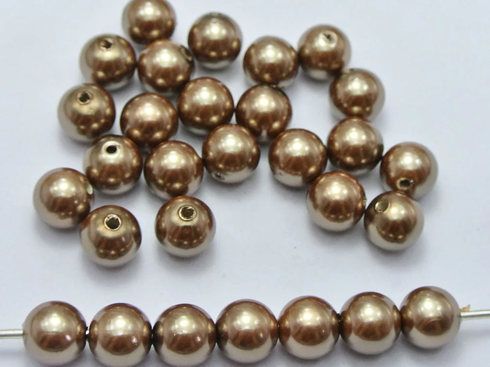

100 Pcs 10mm Plastic Faux Pearl Round Beads Brown Imitation Pearl