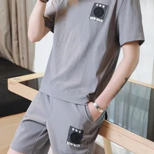 Bormandick мужской спортивный костюм комплект Повседневный Спортивный костюм мужские шорты комплекты рубашка с короткими рукавами шорты спортивный костюм KXP18 D84-35