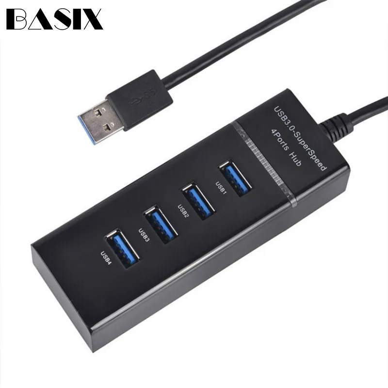 

Basix USB 3.0 HUB 4 Port 5Gbps High Speed 4-Port USB 3.0 Splitter Portable Compact Hub Adapter for PC Laptop Computer Usb Hub