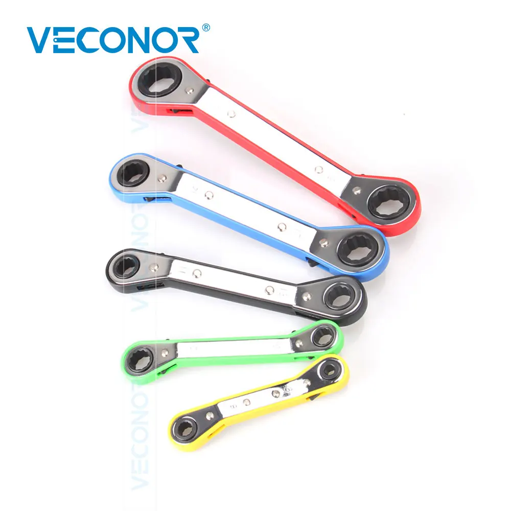 

5pcs Offset Ratchet Ring Wrench Spanners Set Metric 2-Way Reversible Garage Workshop Tool Set Color Handle