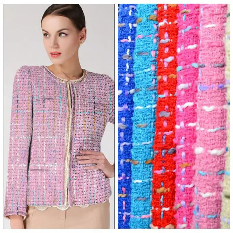 

Fashion Multiple Color Tweed Fabric For Dress Overcoat Tecidos Para Roupa Sew cloth tissu au meter tissus tela DIY patchwork
