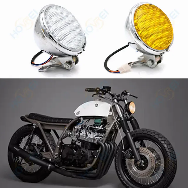 5" Vintage Motorcycle Chrome black Retro LED Headlight front Head Lamp