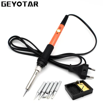 

220V 60W Electrical Soldering Iron Hand Welding Rework Repair Tool Adjustable Temperature Soldering Gun 5pcs Solder Tip EU Plug