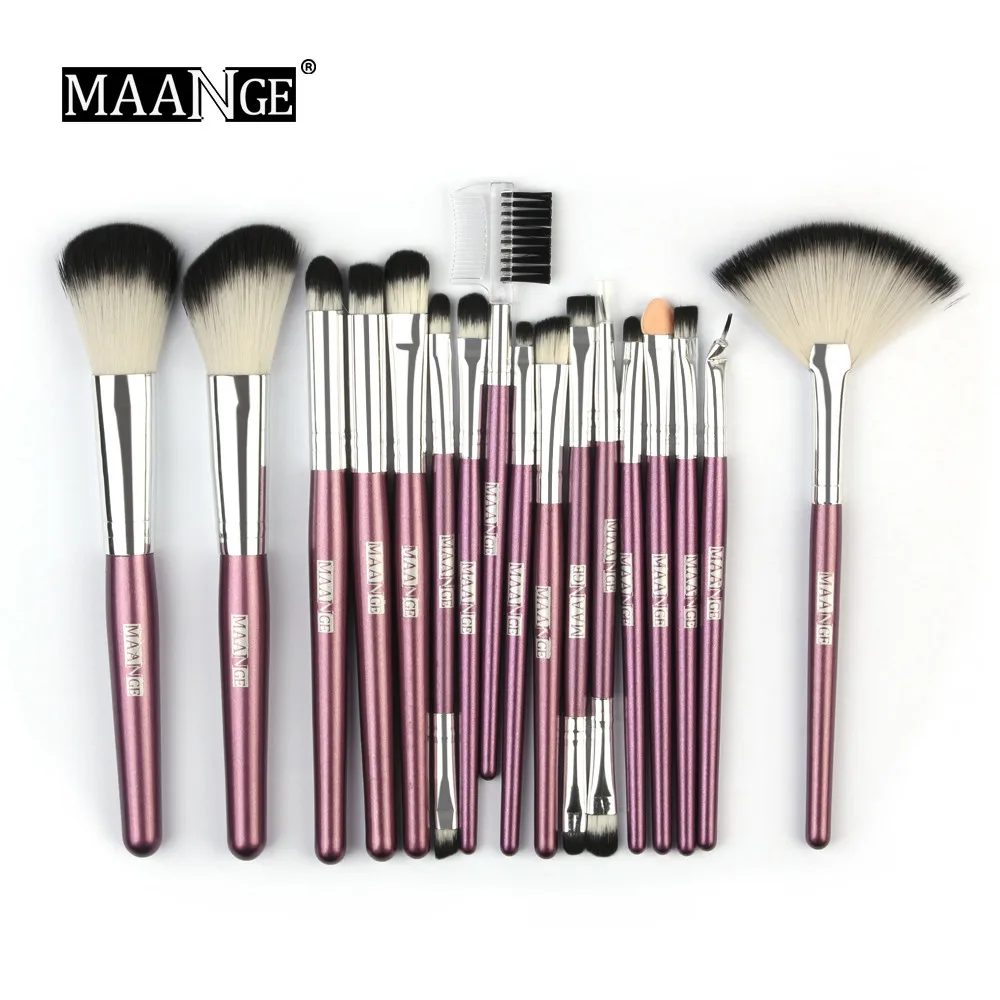 

MAANGE 18PCS Wooden Foundation Professional Makeup Brushes Set Cosmetic Eyebrow Eyeshadow Brush Makeup Brush Sets Tools 2019 new