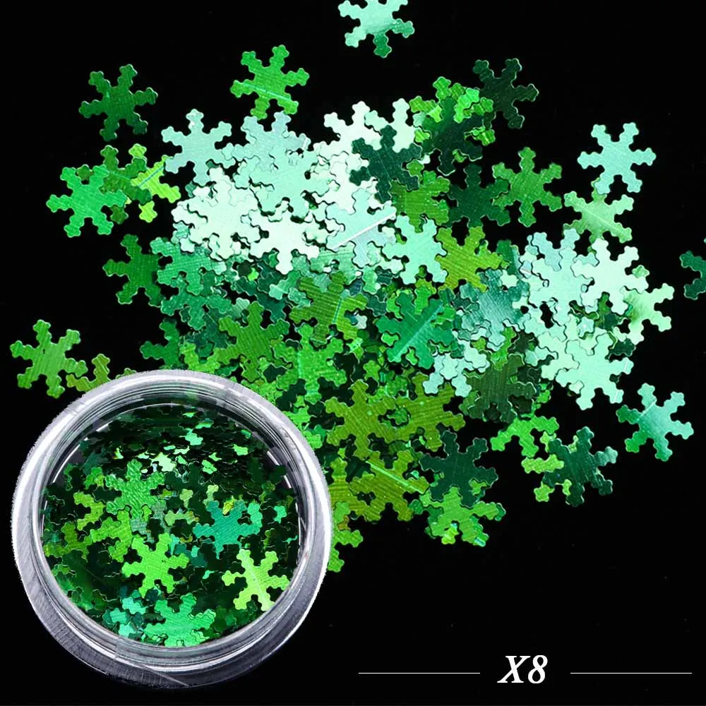 Полная красота 1 коробка лазерные блестки для ногтей AB Зимний снег хлопья голографические блестки инструмент для украшения ногтей для нейл-арта CHX1-30 доступа - Цвет: X8