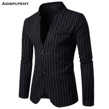 Adputent повседневные полосатые Лоскутные тонкие костюмы пиджак мужской формальный однобортный костюм Homme со стоячим воротником Свадебные пиджаки