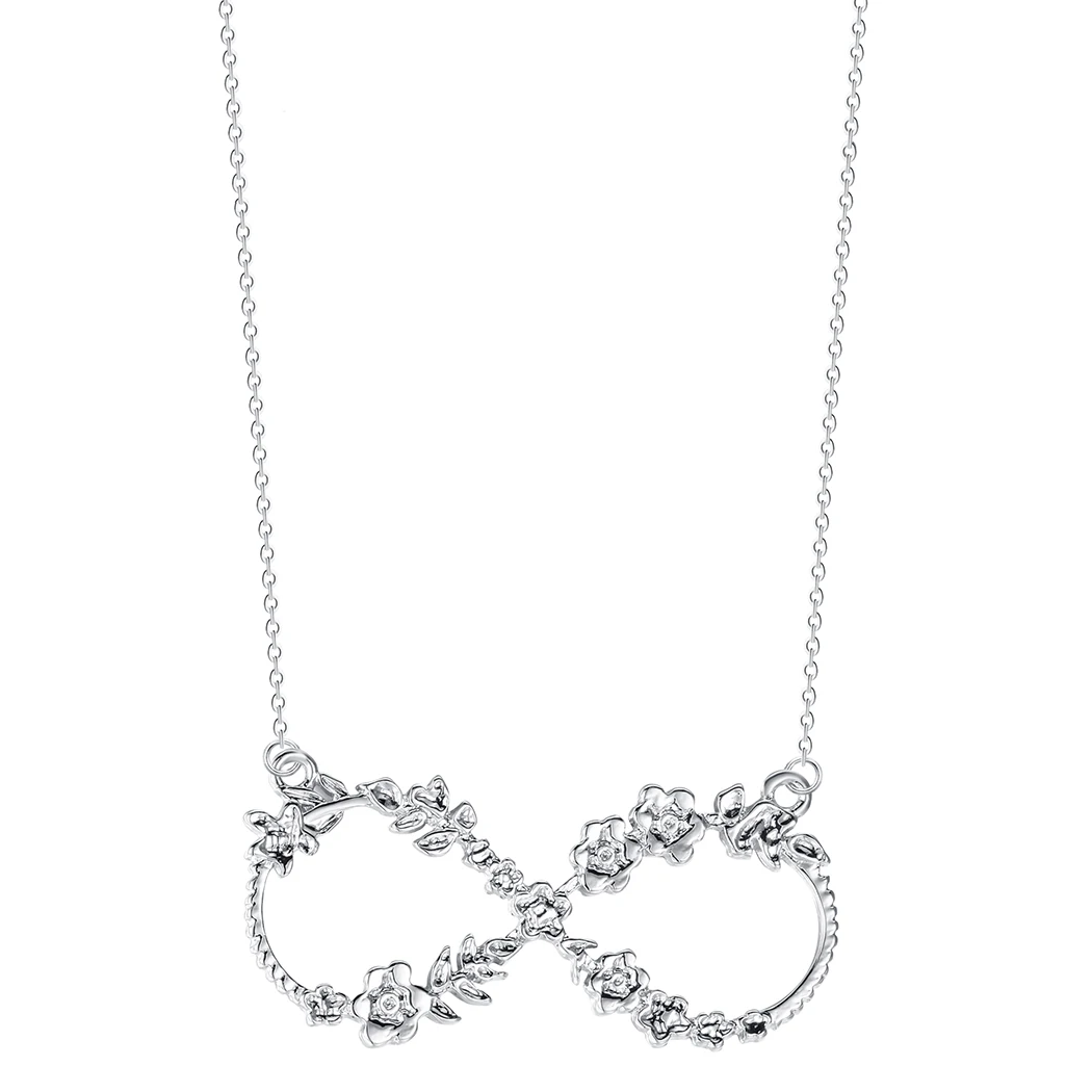 Ожерелье из нержавеющей стали для женщин шик счастливый номер восемь Бесконечность роза цветок кулон ожерелье мужские ювелирные изделия подарок