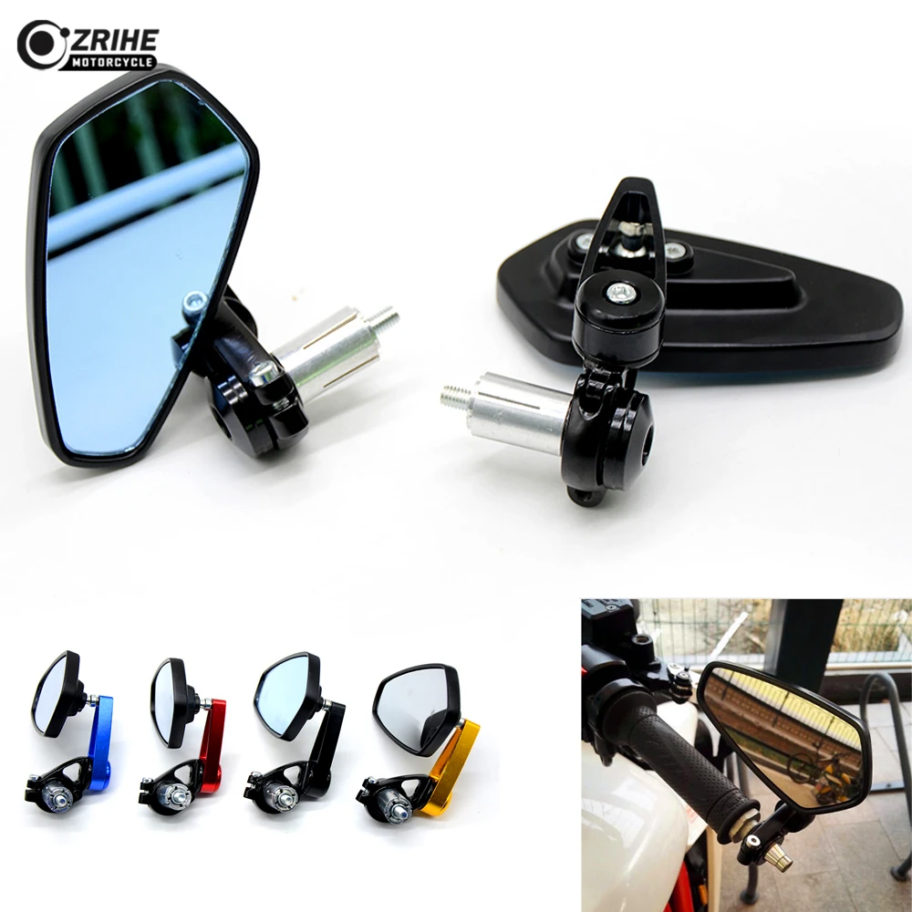 Universa Black Motorcycle View Mirror Side Rear 22/24mm Handlebar grips Mirror for kawasaki NINJA 400R GTR1400 Z1000 suzuki GSX