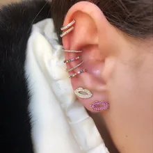 Без пирсинга Серьги-Клипсы из стерлингового серебра 925 пробы Радужный круг простые серьги-манжеты 1 шт