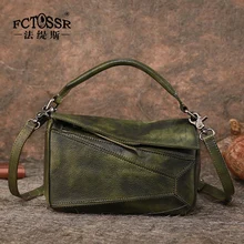 Кожаная сумка через плечо женская новая ретро ручная сумка на плечо дикая мягкая кожа атмосферная сумка индивидуальная Лоскутная женская сумка