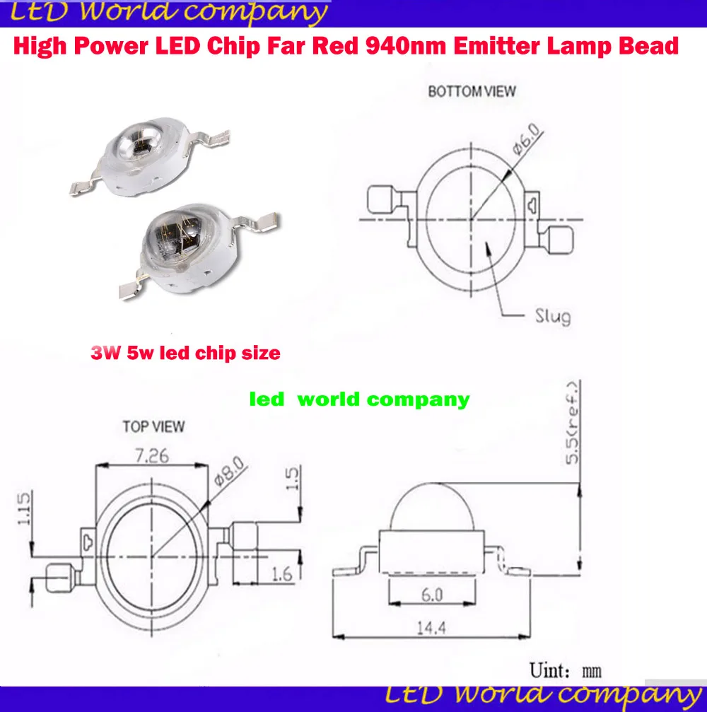 Инфракрасный светодиодный чип высокой мощности 100 нм 3 Вт 5 10 20 50 940 Вт|light beads|infrared led