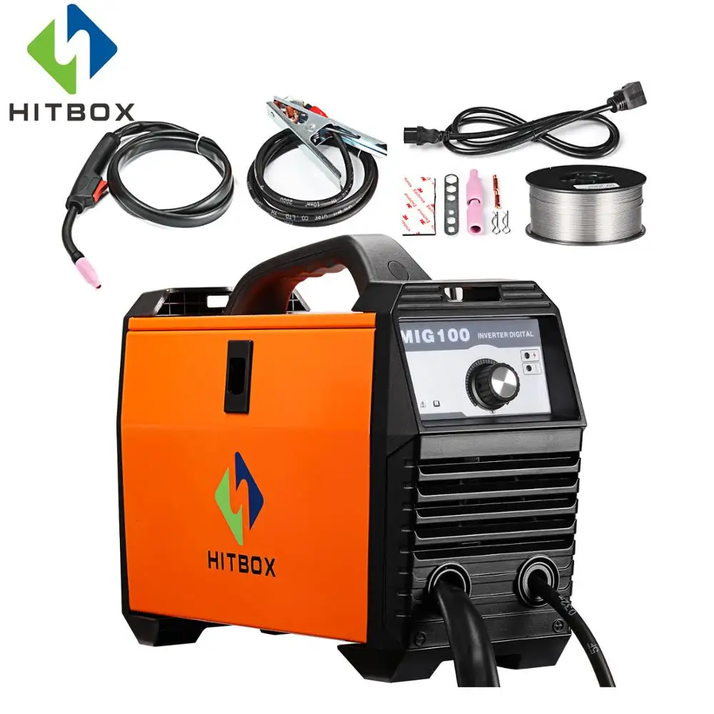 

HITBOX MIG WELDER DC MIG100A MIG WELDING EQUIPMENT SINGLE PHASE 110V PORTABLE WELDING TOOL WITH FLUX CORED WIRE