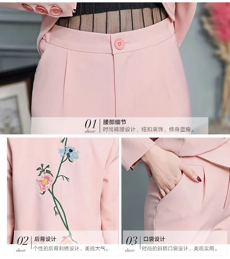 Корейская версия вышивка небольшой аромат маленький костюм профессиональный костюм Новая мода темперамент женская повседневная из двух