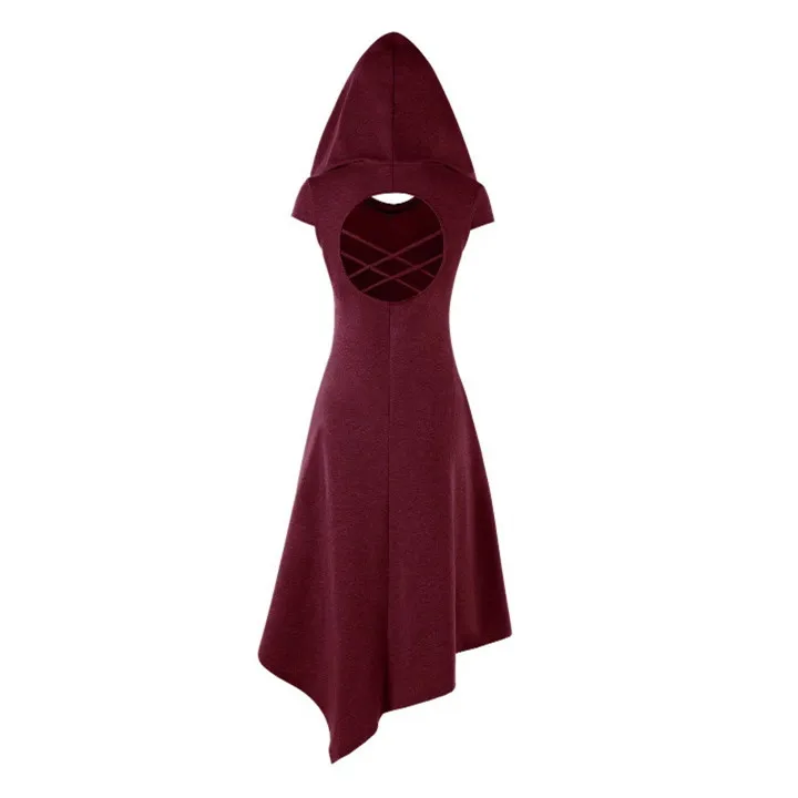 

Women Sexy Gothic Sleeveless Asymmetrical Dress 2019 New Streetwear Hollow Out Mini Dresses High Waist Solid Dress