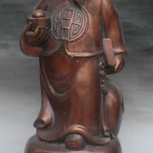 002962 1" Китайский Флокового Бронзовый Помещика Толстосумов YuanBao Богатство Стоять Статуя