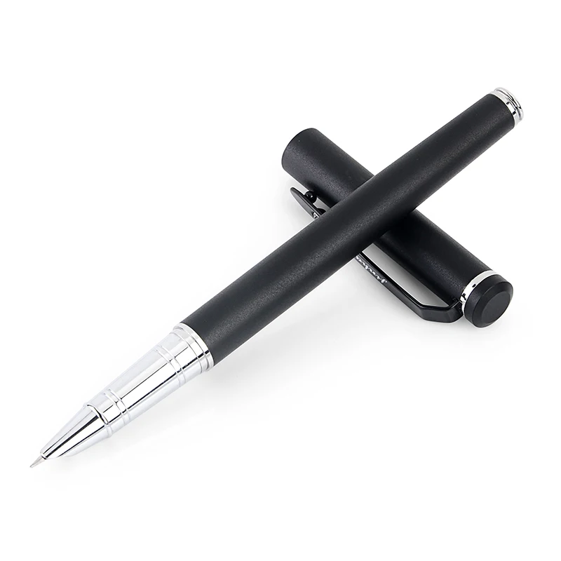 Высокое качество, стандартный тип, самопишущее перо s, металл, матовый, черный, серебристый, бизнес ручка, чернила 0,38 мм, школьные офисные подарки - Цвет: Matte Black