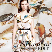 140 см шириной 10 мм птицы и деревья принт шелк тутового шелкопряда белье смешивание лето и короткое платье рубашка юбки ткань