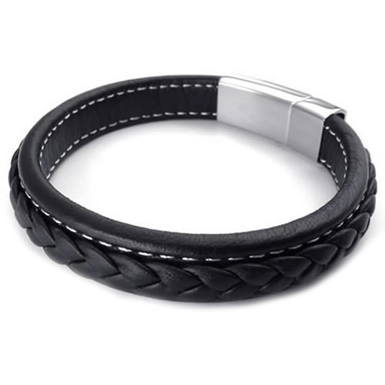 

Jewelry Men's Bracelet Bangle Leather Stainless Steel Black