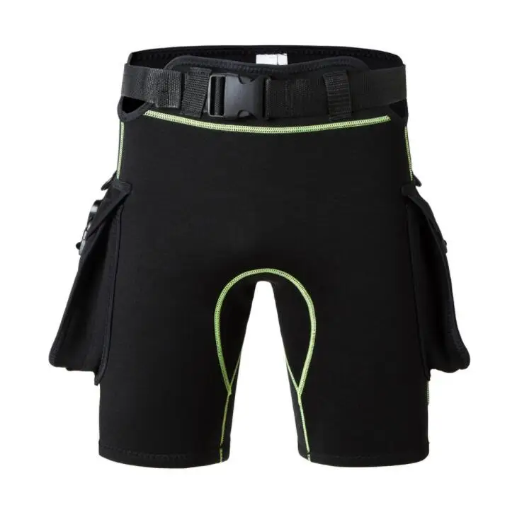 3 мм новые технические шорты для дайвинга, пояс от солнца, Сумка с регулируемым весом, эластичные неопреновые штаны, шорты для глубокого дайвинга - Цвет: Зеленый