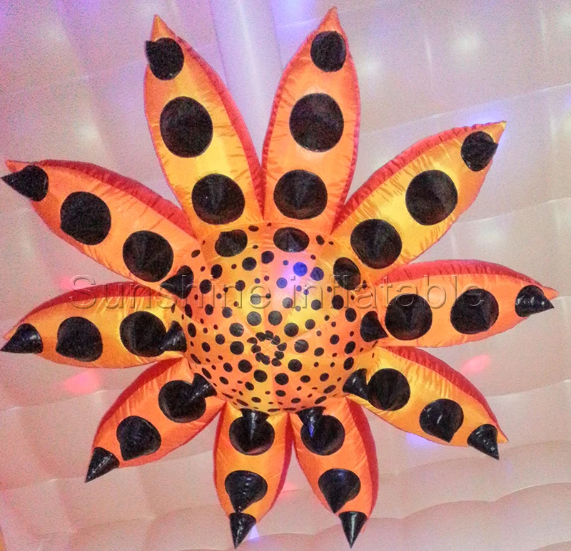 

Custom spotted yellow inflatable flower with led lights for party/event/wedding decoration