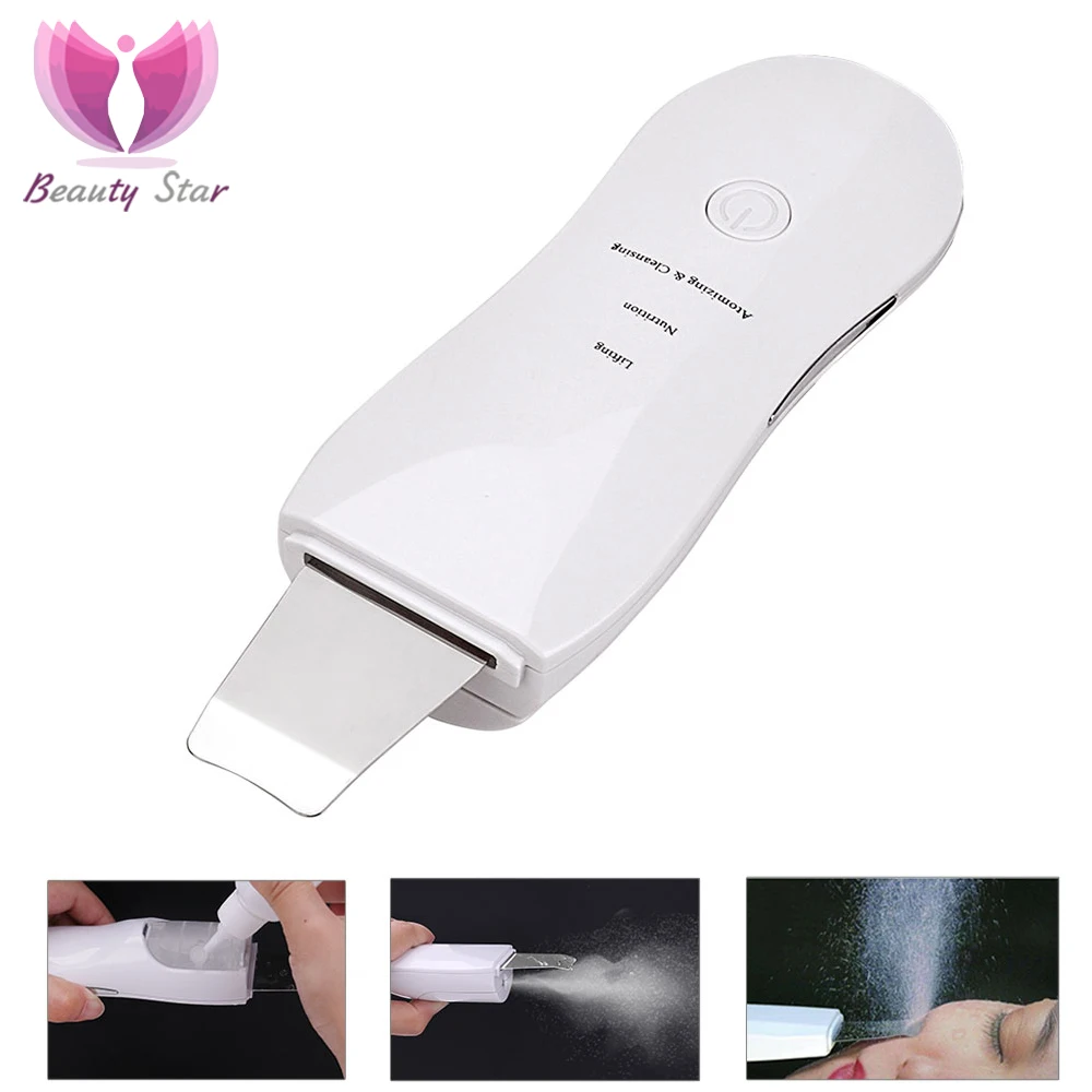 

Beauty Star Ultrasonic Face Cleaning Skin Scrubber Facial Cleaner Skin Peeling Blackhead Removal Pore Cleaner Face Scrubber
