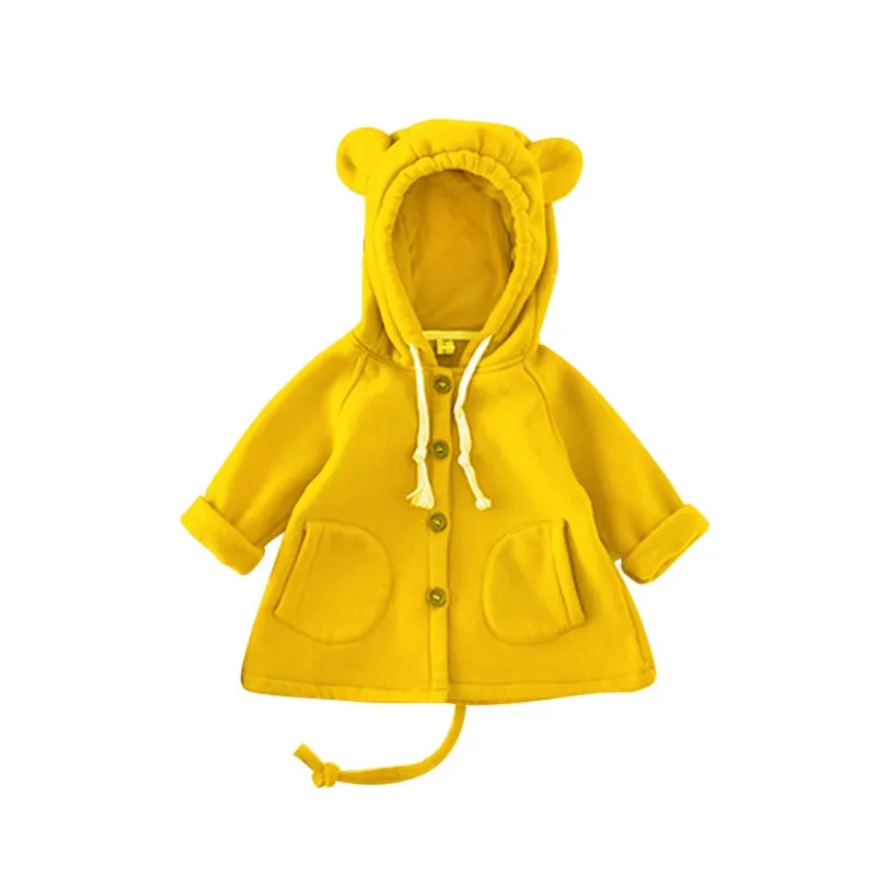 INS/Лидер продаж, новая детская куртка с большими ушами хлопковый свитер Красивая осенне-зимняя теплая детская одежда топы для малышей, пальто для девочек - Цвет: Цвет: желтый