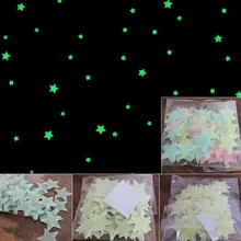 100 шт. Красивые Новые разноцветные светящиеся флуоресцентные обои со звездами, настенные наклейки, наклейка светится в темноте, для детской спальни