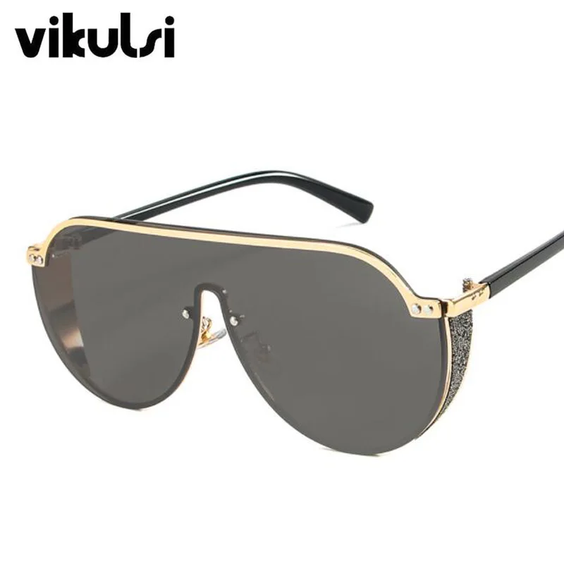 Негабаритные цельные солнцезащитные очки для женщин и мужчин новые роскошные брендовые Винтажные Солнцезащитные очки для пилота мужские очки градиентные солнцезащитные очки UV400 - Цвет линз: E129 gold black