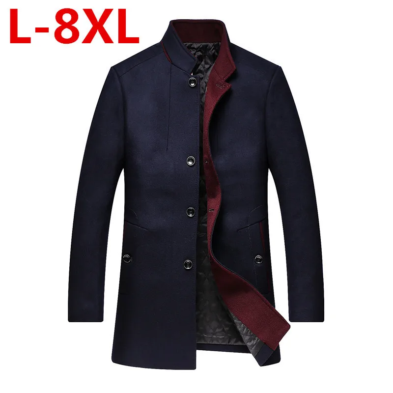 

2017 Plus size 8XL 7XL 6XL 5XL 4XLWinter Jakets For Men And Parks stand-up collar men's windbreaker jacket thickened woolen coat