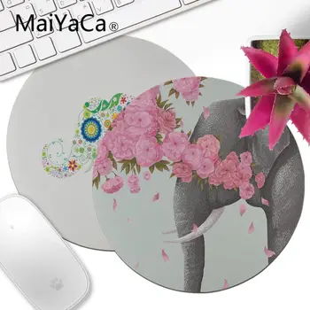 

MaiYaCa Funny Flower elephant elk art Customized laptop Gaming Round mouse pad Gamer Speed Mice Retail Small Rubber Mousepad