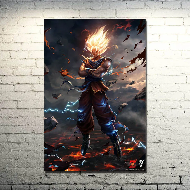 Goku-Dragon Ball Z Аниме игра Искусство Шелковый тканевой плакат с принтом 13x20 20x30 дюймов картины для декора гостиной 038