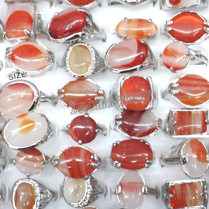 Fashion Men's Semi Precious Stone Rings Wedding Jewelry Wholesale 50pcs