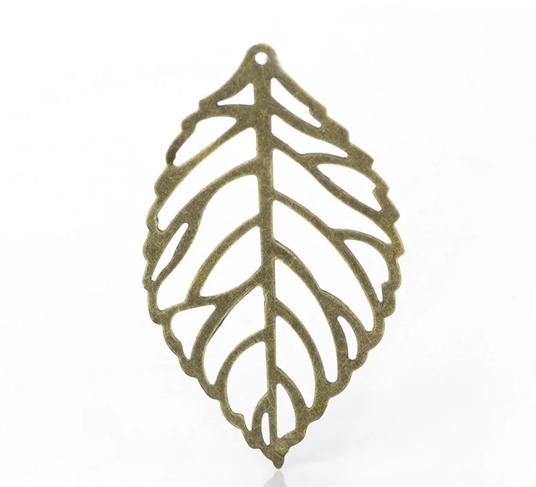 

DoreenBeads Alloy Charm Embellishments Findings Leaf Antique Bronze Flower Hollow Pattern 4.4cm(1 6/8") x 26mm(1"), 15 PCs