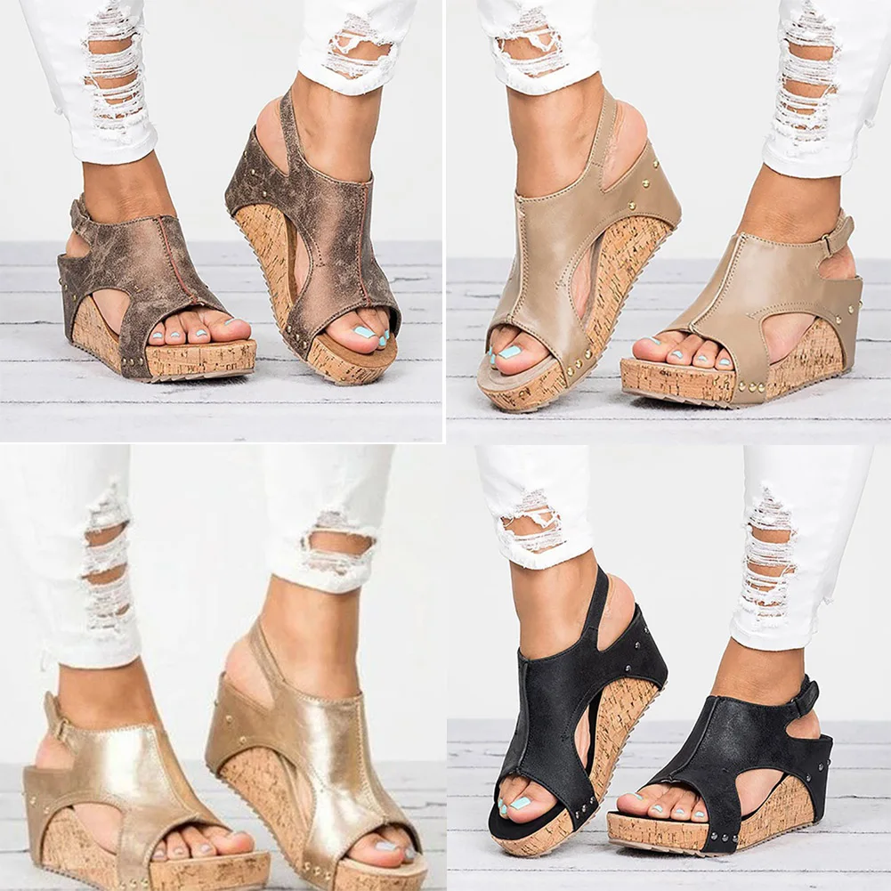 Summer Shoes Woman Platform Wedge Sandals Women Soft Leather