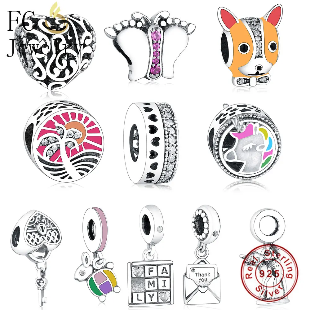

FC Jewelry Fit Original Pandora Charm Bracelet Necklace 925 Sterling Silver Key To Heart Lock Love Beads Women Making Berloque