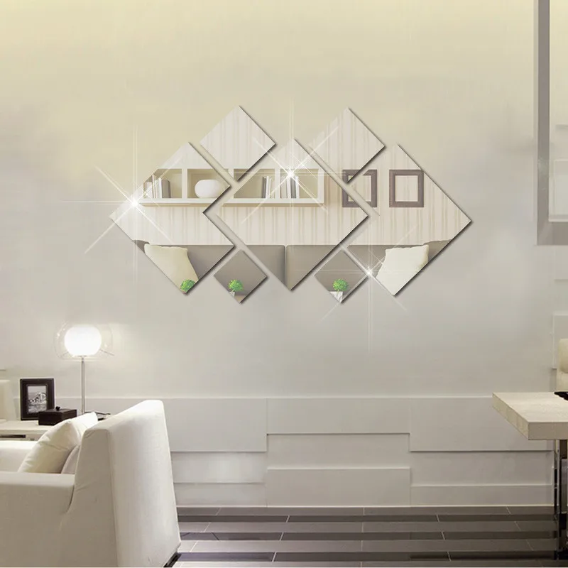 

7pcs/set 3D Square Acrylic Mirror Wall Stickers DIY Art Wall Decor Stickers Home Decoration Living Room Mirrored Sticker
