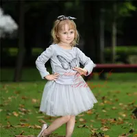 Retail Children Girls 2 Piece Clothing Set Include Printed Top And Grey Shorts Skirts Kids Autumn Wear In Stock CS80813-73F