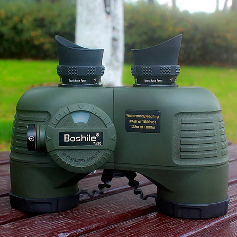 Boshile мощный Военный бинокль Водонепроницаемый азота Высокое качество 7X50 бинокль с дальномером hd Большой азимутальный компас синий