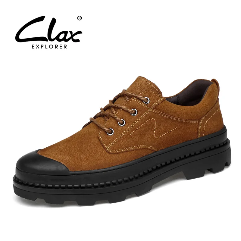 

CLAX Men's Leather Shoes 2018 Spring Autumn Genuine Leather Casual Footwear Male Handmade Walking Shoe Big Size 38-47
