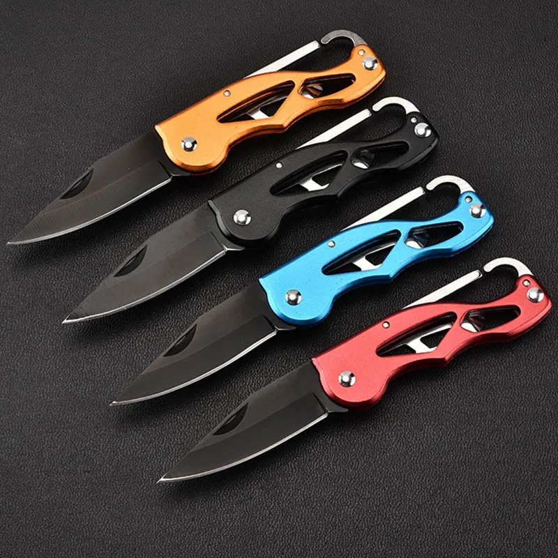 Multifunción plegable cuchillo portátil anillo Camping Mini pelador llavero rescate táctico de supervivencia al aire de caza