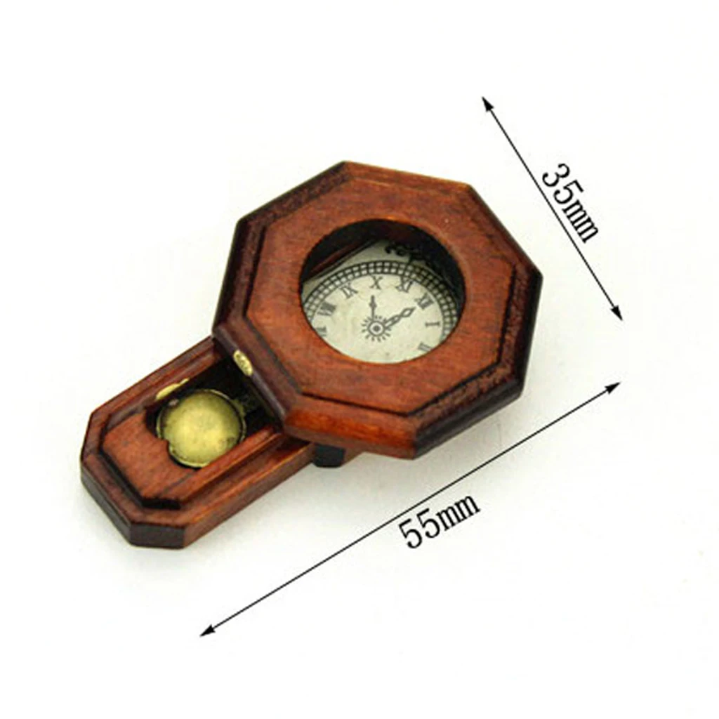Retro Wooden Wall Clock for 1:12 Doll House Miniature Layout Dollhouse Decor Accessories Wall Ornaments