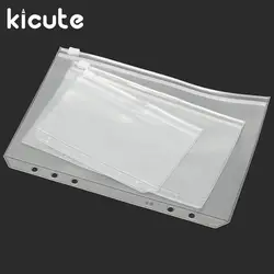 Kicute A5 A6 A7 ПВХ чехол на молнии Стандартный 6 отверстий прозрачный Сумки счета карты Сумки вкладыш Пластик держателя карты карманов
