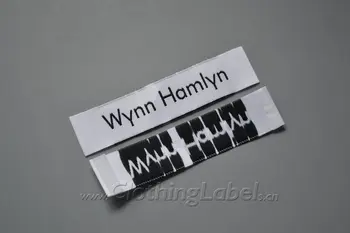 

Custom white damask woven label brand name label end fold sewing accessories