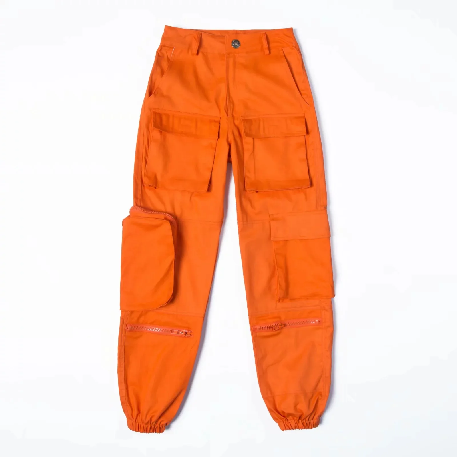 

Band-fitting Women 2019 Spring Wear Boyfriend Loose Three-dimensional Pocket Casual Pants Full Length Pockets Pants Women