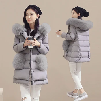 

2020 new woman duck down 90 parkas hooded with large genuine real fox fur coat and jacket grey plus size xxxxxl 2xl 3xl 4xl 5xl