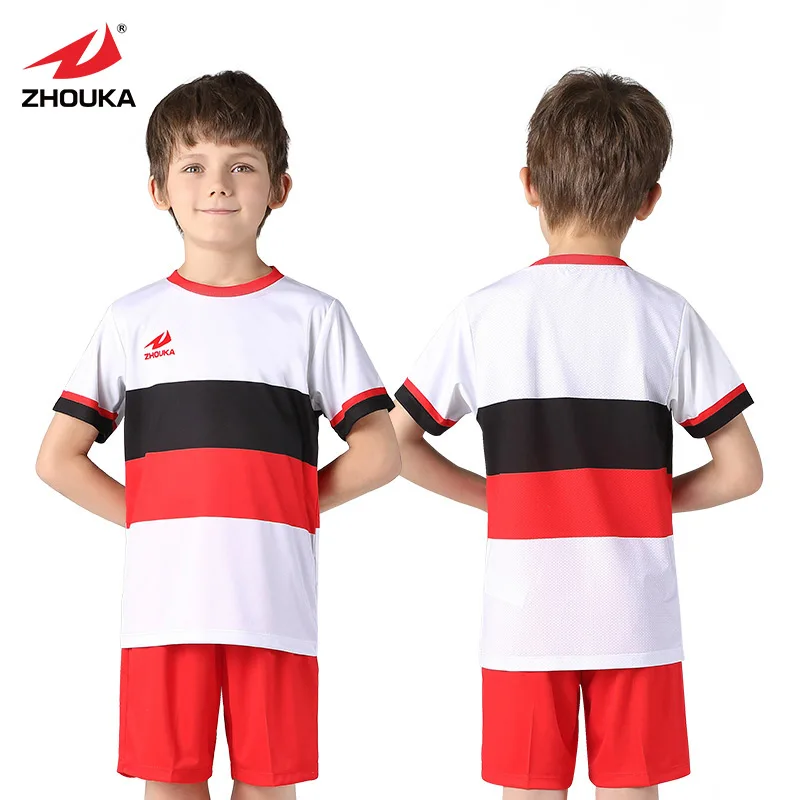 

Zhouka Kids Football Jerseys Soccer Sets GoalKeeper Training Team Uniform Sport Kit Dry Shirt Short Sleeves can Customize