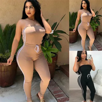 

2019 Women Ladies Clubwear Strapless Gym Romper Trousers Tops Slim Tank Top Playsuits Jumpsuits Bodycon Elastic Overalls