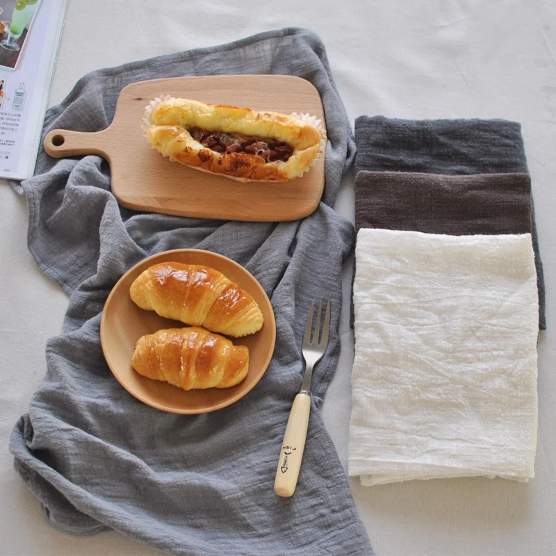 

45*65cm Solid Simple Japanese Style Mat Napkin Cotton Linen Dessert Table Napkins Tea Towels Kitchen Dishcloth Placemats